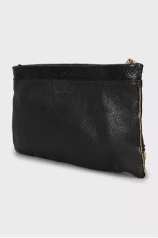 Black embossed leather bag