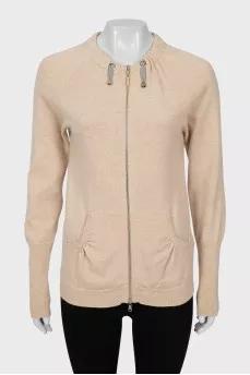 Cashmere cardigan with zip