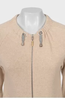 Cashmere cardigan with zip