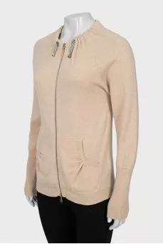 Cashmere cardigan with zip