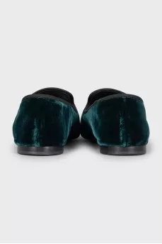 Velour loafers in green