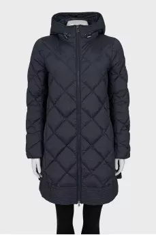 Quilted jacket with a hood in blue