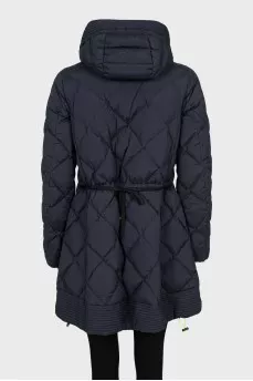 Quilted jacket with a hood in blue