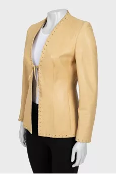 Leather jacket with ties