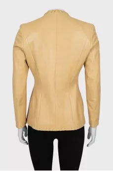 Leather jacket with ties