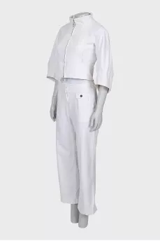 Suit with white trousers