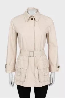 Jacket with patch pockets and buttons