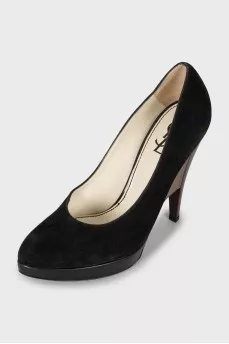 Suede high heel shoes