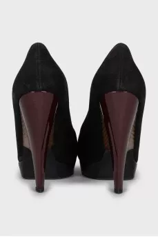 Suede high heel shoes