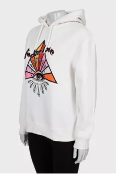 White hoodie with embroidery