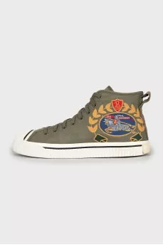 Men's textile sneakers with embroidery