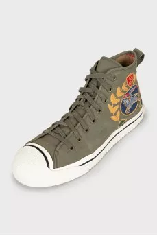 Men's textile sneakers with embroidery