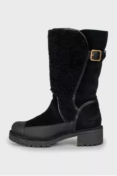 Insulated boots made of leather and suede