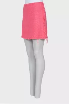 Linen skirt with raw seams