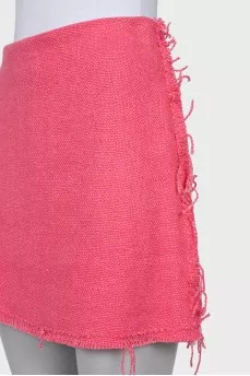 Linen skirt with raw seams