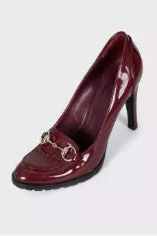 Red shoes with gold decor
