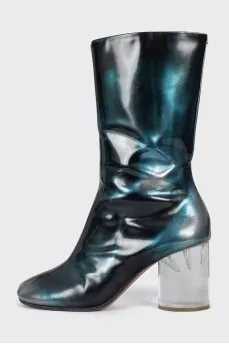 Gradient boots with clear heels