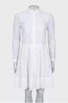 White dress with buttons