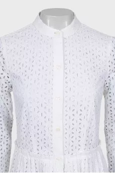 White dress with buttons