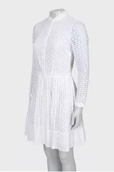 White dress with buttons