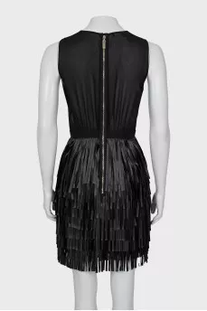 Dress with transparent top and fringe