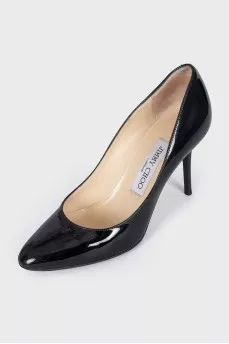 Patent leather pumps with heels