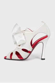 White suede lace-up shoes