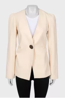 Wool jacket with button fastening
