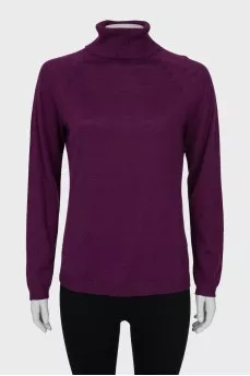 Purple wool and cashmere turtleneck