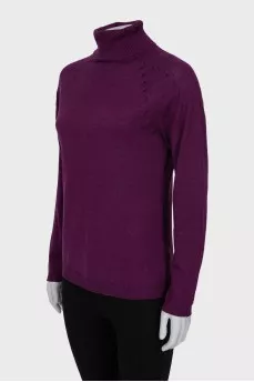 Purple wool and cashmere turtleneck