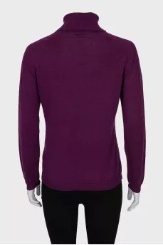 Purple wool and cashmere turtleneck