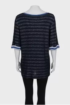 Straight cut blouse with short sleeves