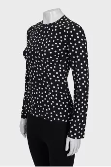 Fitted blouse in polka dot print