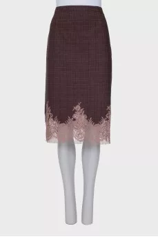 Plaid skirt with lace