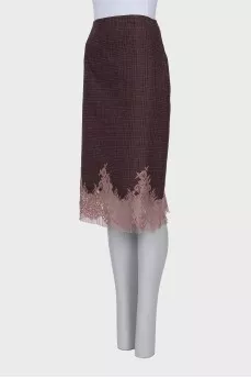 Plaid skirt with lace