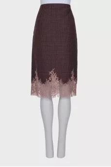 Plaid skirt with lace