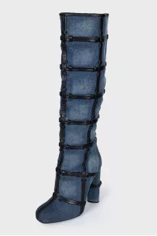 Textile boots with leather elements