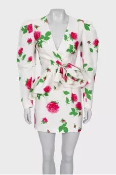 Floral print dress with peplum