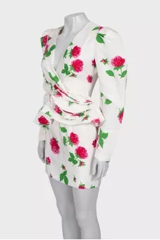 Floral print dress with peplum