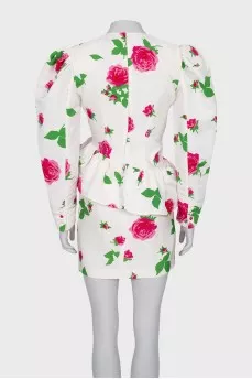 Floral print dress with peplum