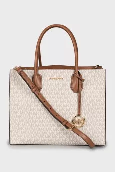 White canvas bag with monogram
