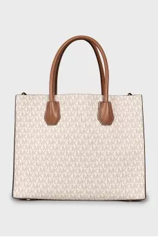 White canvas bag with monogram