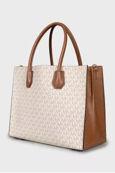 White canvas bag with monogram