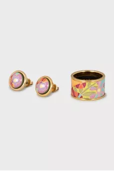 Set of ring and earrings in floral print