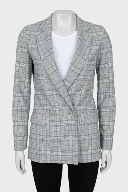 Double-breasted jacket with a checkered print