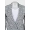 Double-breasted jacket with a checkered print