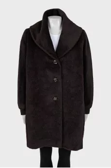 Brown wool fur coat