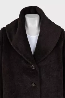 Brown wool fur coat