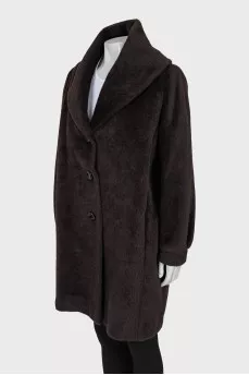 Brown wool fur coat