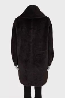 Brown wool fur coat